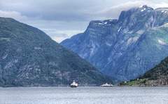 Car ferries on the Sognefjord.