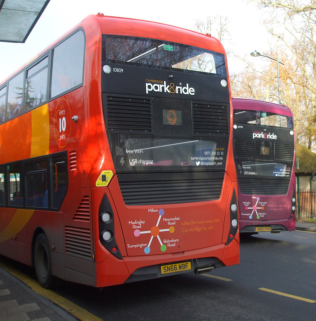 DSCF6061 Stagecoach East (Cambus) SN66 WBF and SN66 VZM in Cambridge - 2 Feb 2017