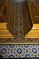 The tomb chamber with yellow marble caskets