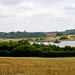 Looking over Staunton Harold Reservoir to the Priory Church of St Mary and St Hardulph at Breedon on the Hill on the left