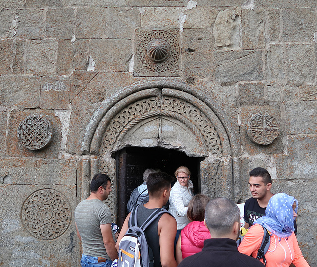 Crowded doorway