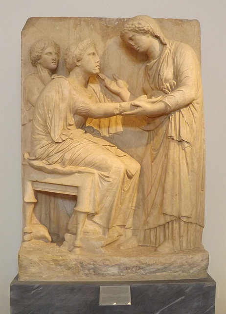 Grave Stele found near Omonia Square in Athens in the National Archaeological Museum in Athens, May 2014