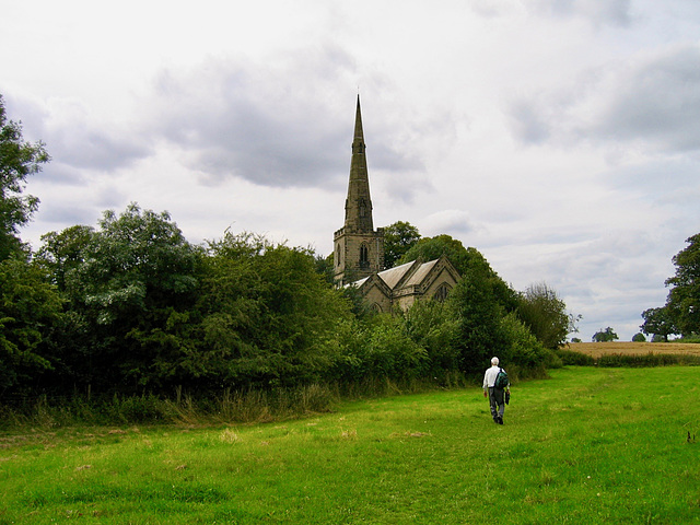 Approaching the Church of St. George at Ticknall