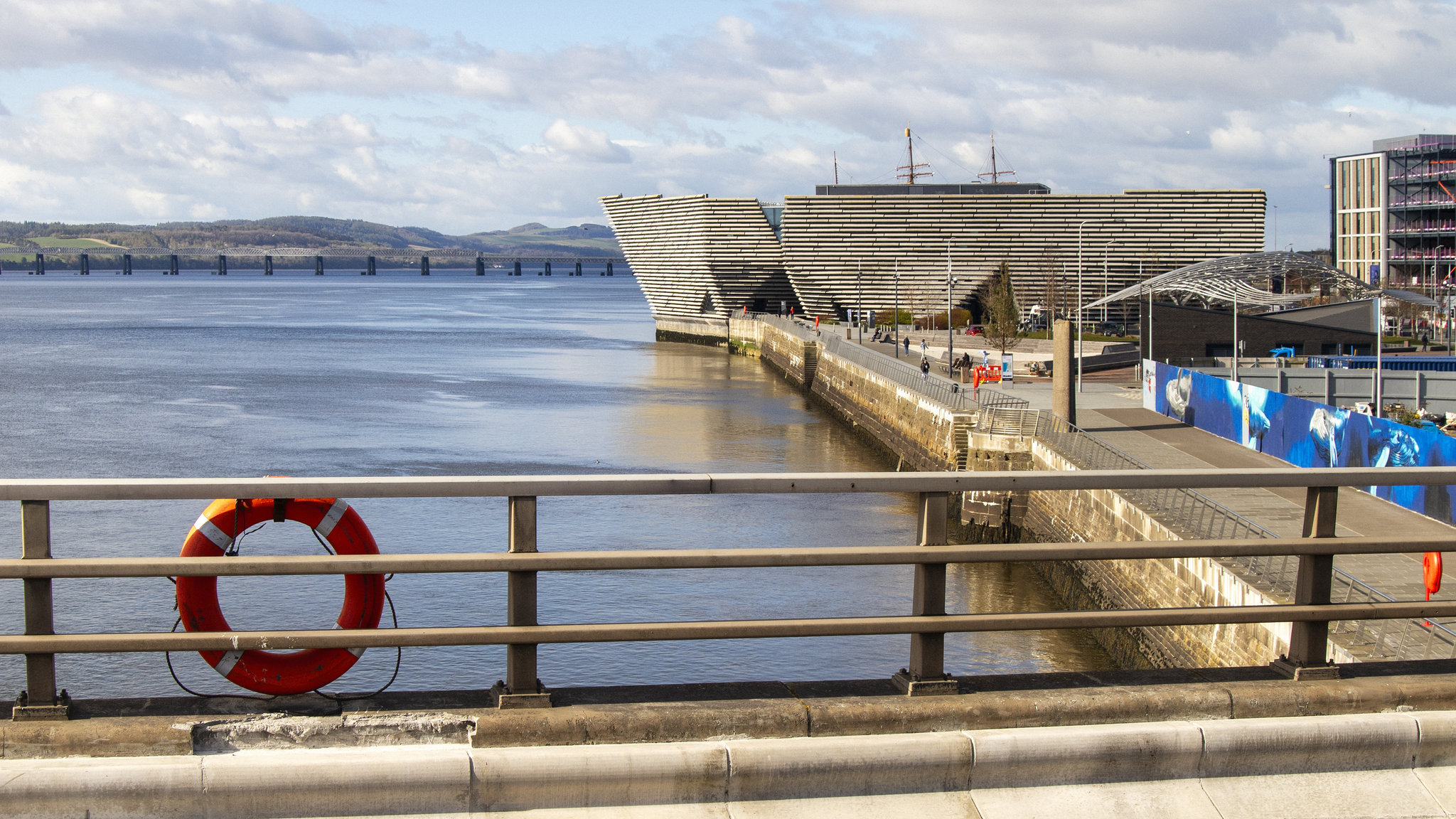 V &A and the Tay Rail Bridge from the Tay Road Bridge