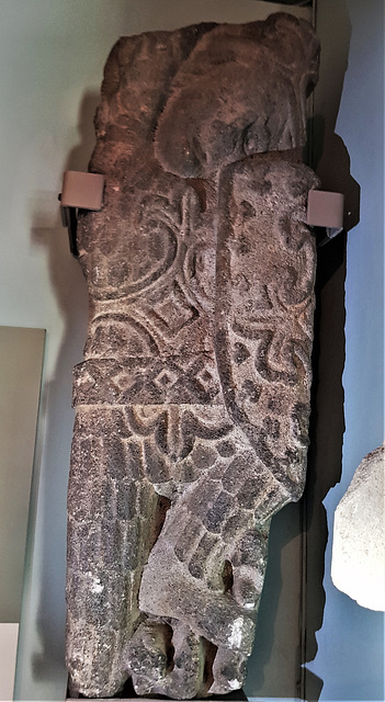 saffron walden museum, mid c15 statue of st michael from barnwell priory church, cambs  (2)