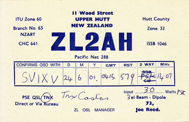 QSL ZL2AH (2001)