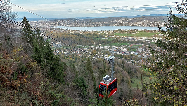 Zürich City / Von der Seilbahn-Station Adliswil aus gesehen