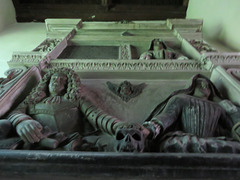 linton church, cambs, c17 tomb of john millicent +1686 , squashed behind the organ (5)