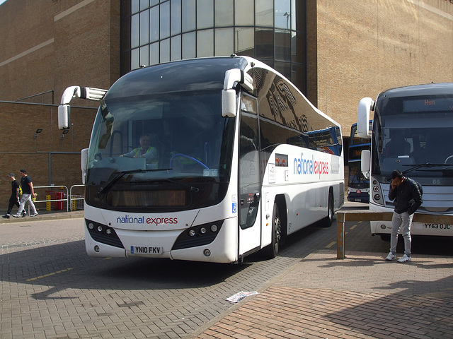 DSCF3335 Selwyns Travel YN10 FKV and East Yorkshire YY63 OJC (National Express contractors) in Peterborough - 6 May 2016