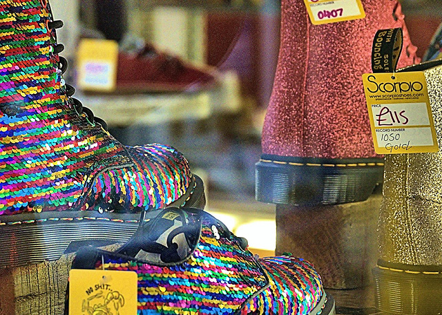 Looking into the shoe shop window!