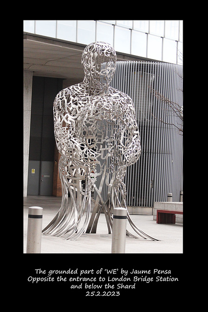 Ground level element of WE by Jaume Plensa close-up London Bridge station 25 2 2025