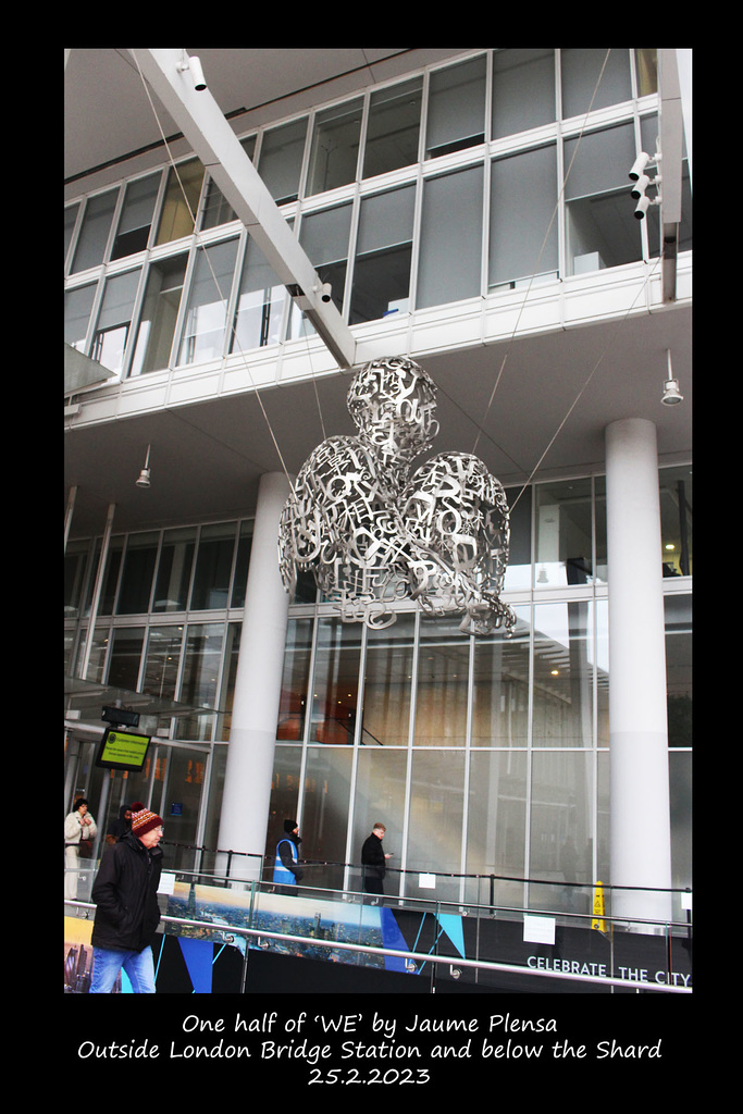 Aerial element of WE by Jaume Plensa London Bridge station 25 2 2025