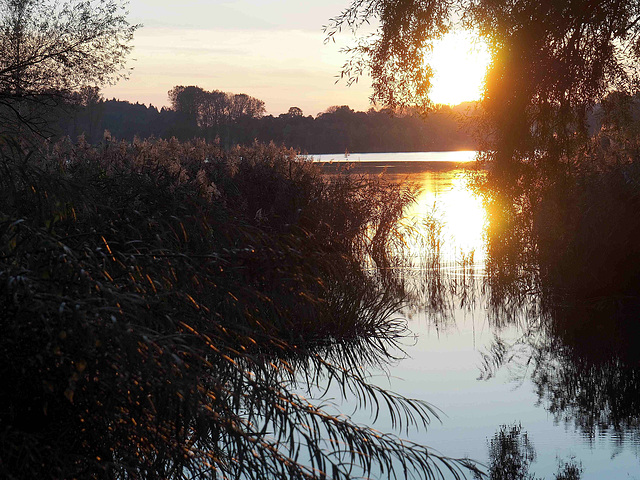 coucher du soleil sur le lac de Seeon