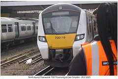 North-bound Thameslink 700119 arriving at East Croydon - 25 2 2023