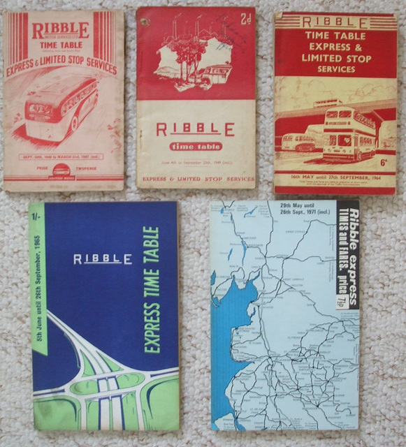 Ribble Express and Limited Stop timetable books 1947-1971 (DSCF2057)