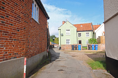 Rear elevation of a house on Earsham Street from Castle Lane, Bungay, Suffolk