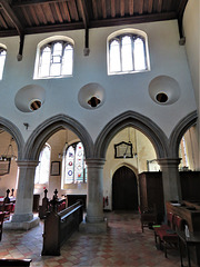 linton church, cambs, c13 arcade and clerestory with c16 clerestory above