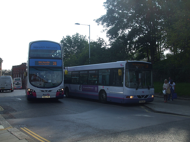 DSCF1586 First Eastern Counties BD11 CFN and R784 WKW in Norwich - 11 Sep 2015