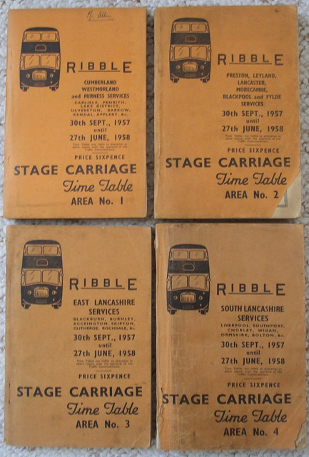 Set of four Ribble stage carriage timetable books 1957/1958 (DSCF2049)