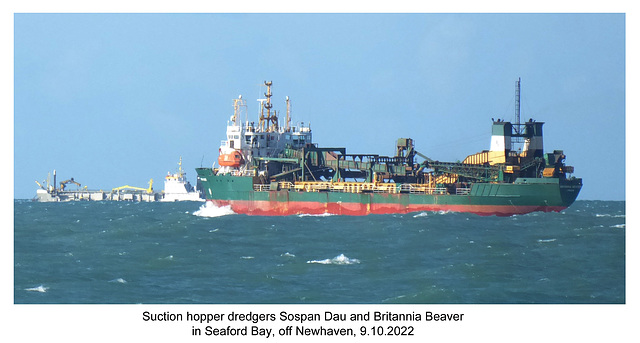 Dredgers Sospan Dau & Britannia Beaver off Newhaven  9 10 2022