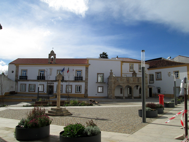 Pillory and Town Hall.