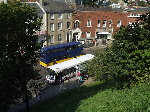 DSCF1666 Konectbus SN10 CFF and First Eastern Counties MV02 VCY in Norwich - 11 Sep 2015