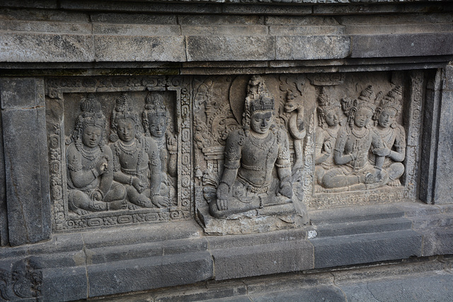 Indonesia, Java, Sculptural Relief Detail in the Temple Compound of Prambanan