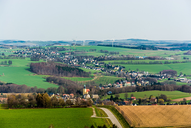 Blick vom Schellenberg (Augustusburg) Richtung Schellenberg