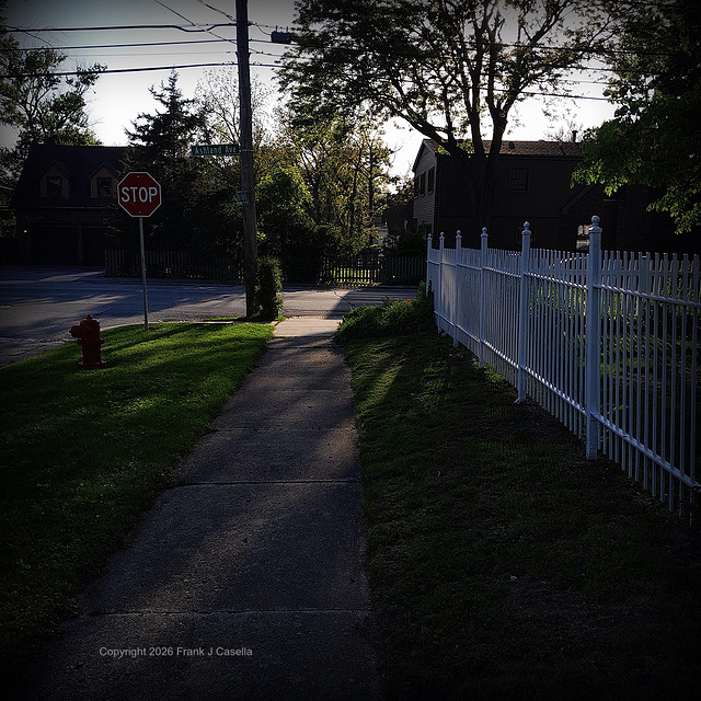 Suburban Sidewalk at Dusk Suburban Sidewalk at Dusk