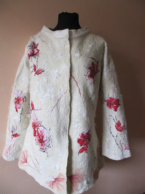 felted summer jacket with devore silk decorations