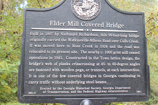 The Elder Mill Covered Bridge plaque..... 10 - 21