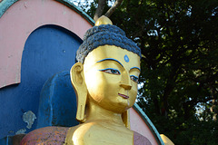 Kathmandu, Buddha Statue at the East Entrance to the Swayambhunath