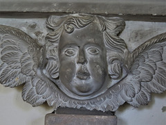 bartlow church, cambs angel on c18 tomb of thomas and elizabeth tyrrell 1707 (2)