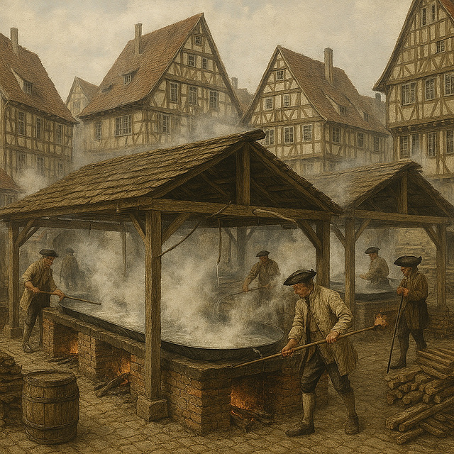 Salzsiederei Schwäbisch Hall im 18. Jahrhundert (ai, ki, generiert)