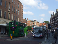 DSCF1633 Konectbus SN65 OAD and First Eastern Counties MV02 VBY in Norwich - 11 Sep 2015