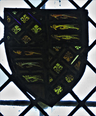 bartlow church, cambs , c14 royal arms in glass