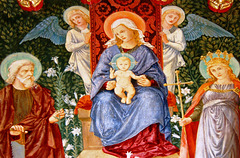 Detail of altarpiece, St Margaret's Church, Hornby, Lancashire