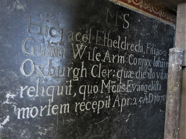 bartlow church, cambs c17 ledger tomb of etheldreda wise +1670