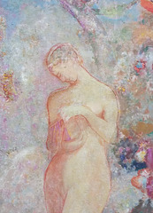 Detail of Pandora by Redon in the Metropolitan Museum of Art, July 2018