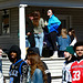 Standing on the porch rail