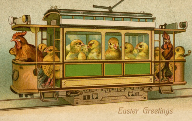 Streetcar Chicks with Rooster Conductor for Easter