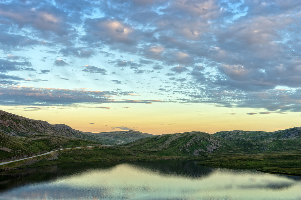 midnight at Storvatnet lake