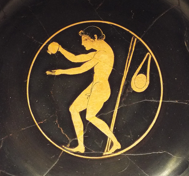 Detail of a Kylix with an Athlete Applying Oil in the Getty Villa, June 2016