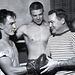 Jim Sticka (left) Welterweight, Bob Christopherson (centre), Middleweight and Coach Jim Easton, November 16th 1955