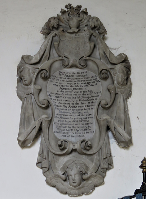 cottenham church, cambs  (9) c18 tomb of alice rogers +1728