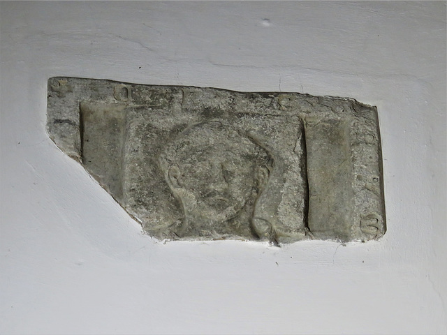 cottenham church, cambs  (11) c13 coffin lid with effigy and lombardic lettering