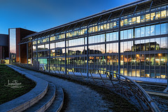 Parma: reflex skyline at blue hour.