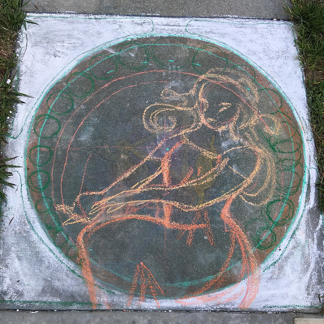 Pandemic chalk: Mucha-inspired 1