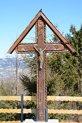 Romania, Borșa, Wooden Sign of Pietroasa Monastery