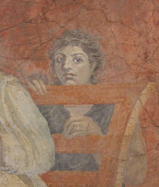 Detail of a Seated Woman Playing the Kithara from a Reception Hall in the Villa of P. Fannius Synistor at Bosocreale in the Metropolitan Museum of Art, February 2012